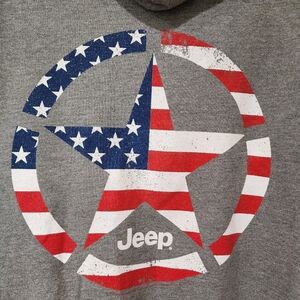 Jedco Jeep Full Zip Hoodie American Flag Star USA Casual Sweatshirt size Large